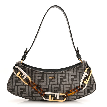 Fendi Chenille Vitello King Plexiglass FF O'Lock Swing Anthracite Asfalto 1 of 10