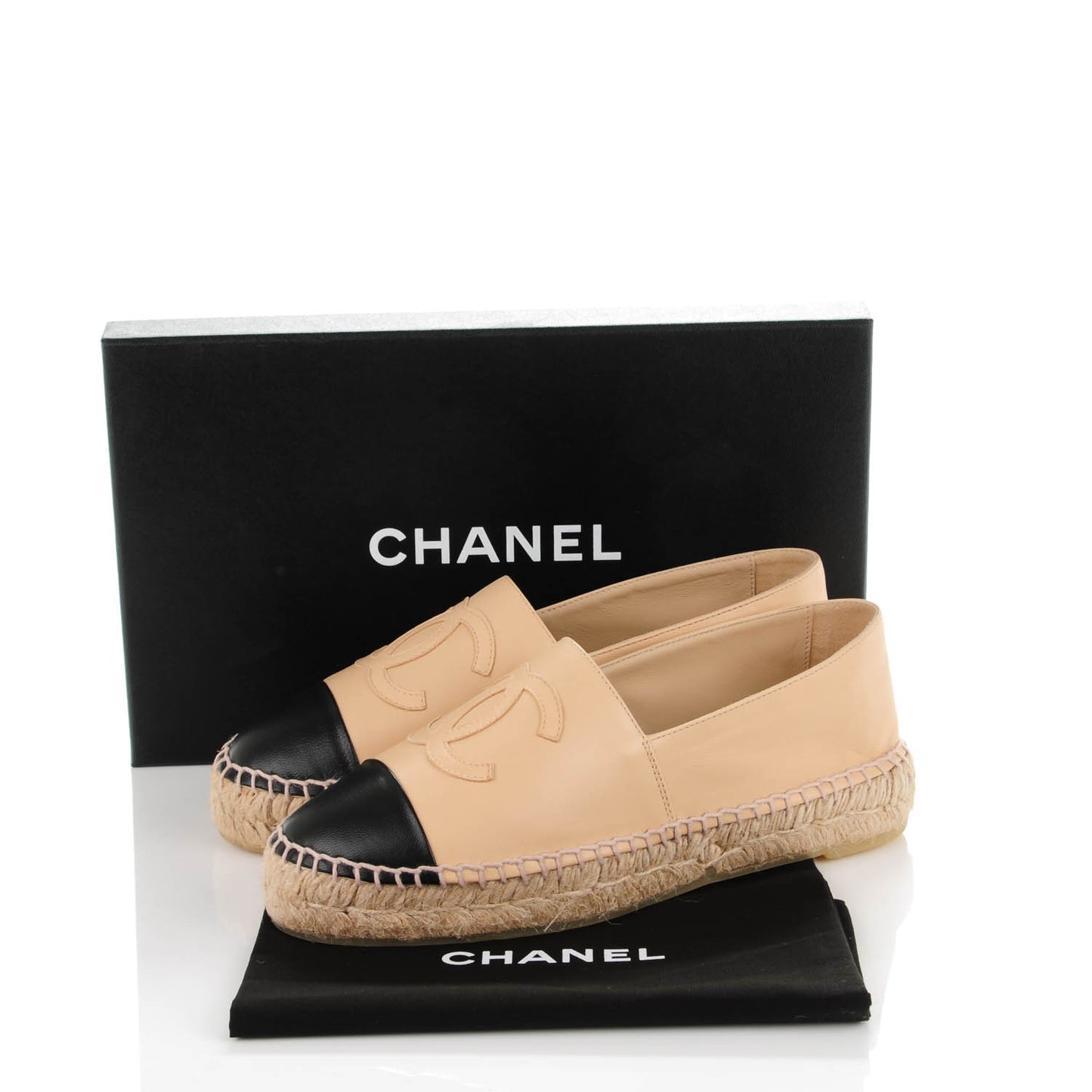Lambskin CC Espadrilles 37 Beige Black
