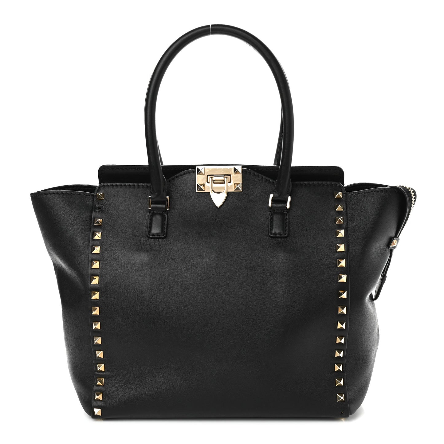 Vitello Rockstud Double Handle Tote Black