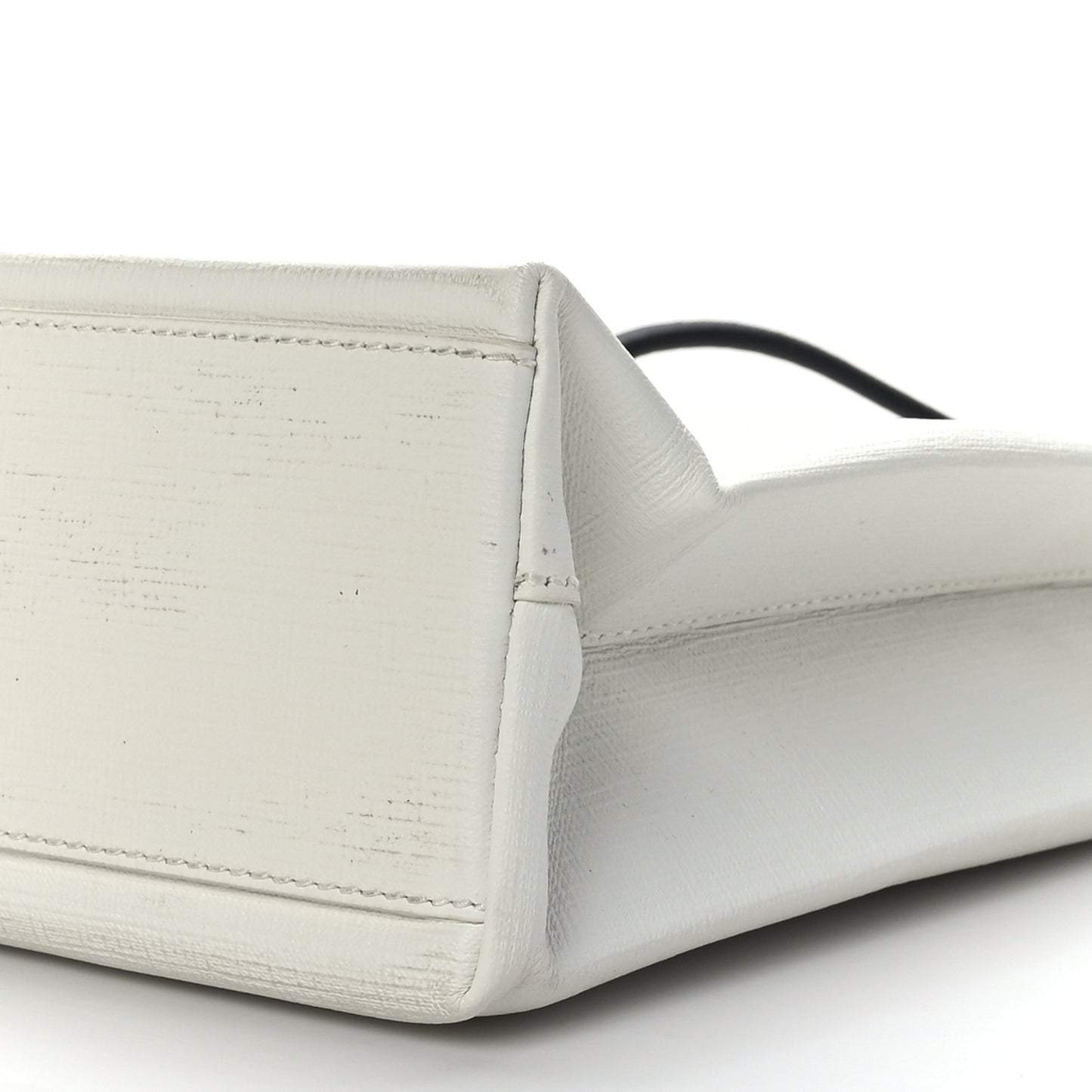 Calfskin Small Logo North South Shopping Tote White