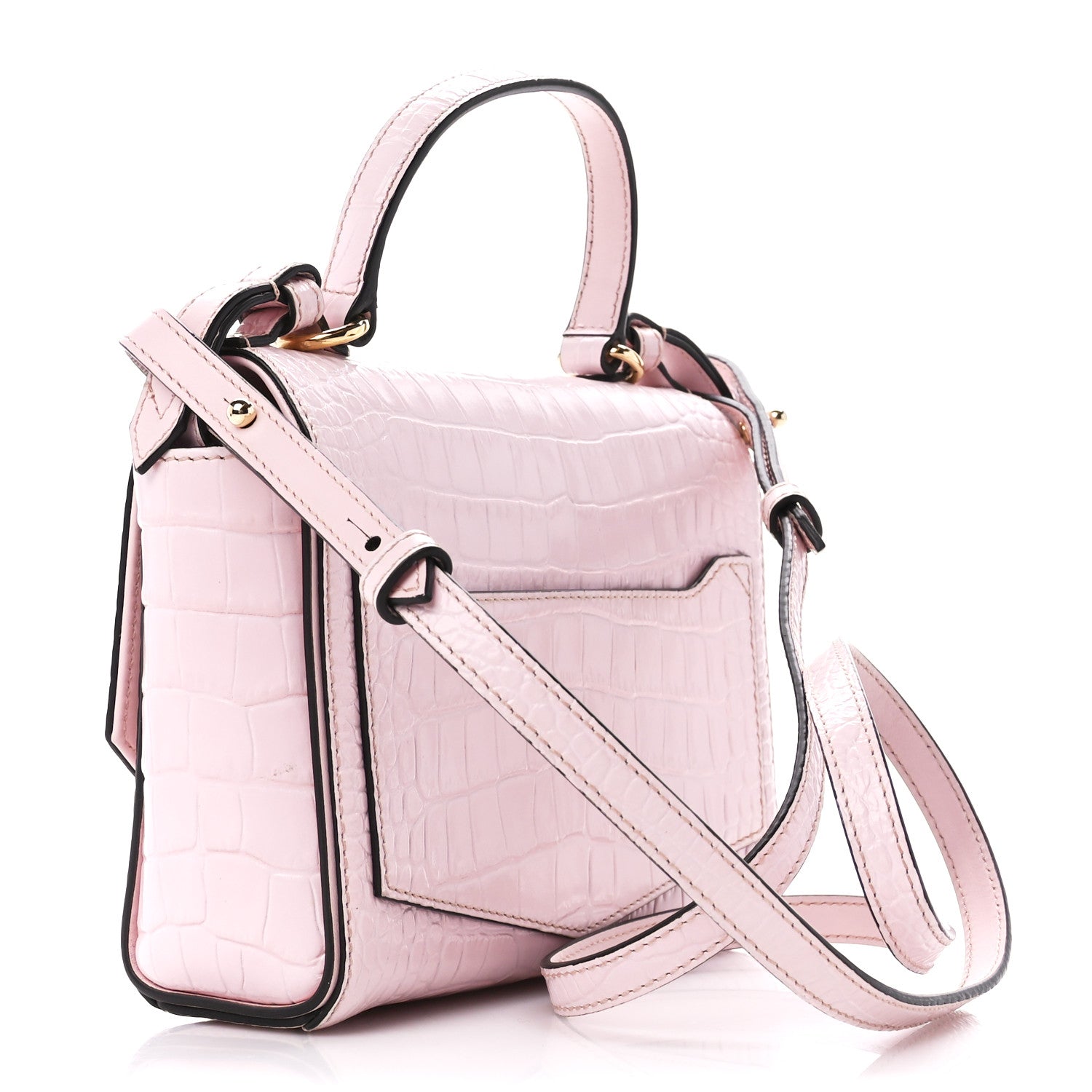 Givenchy Calfskin Crocodile Embossed Mini Eden Top Handle Pink 3 of 13