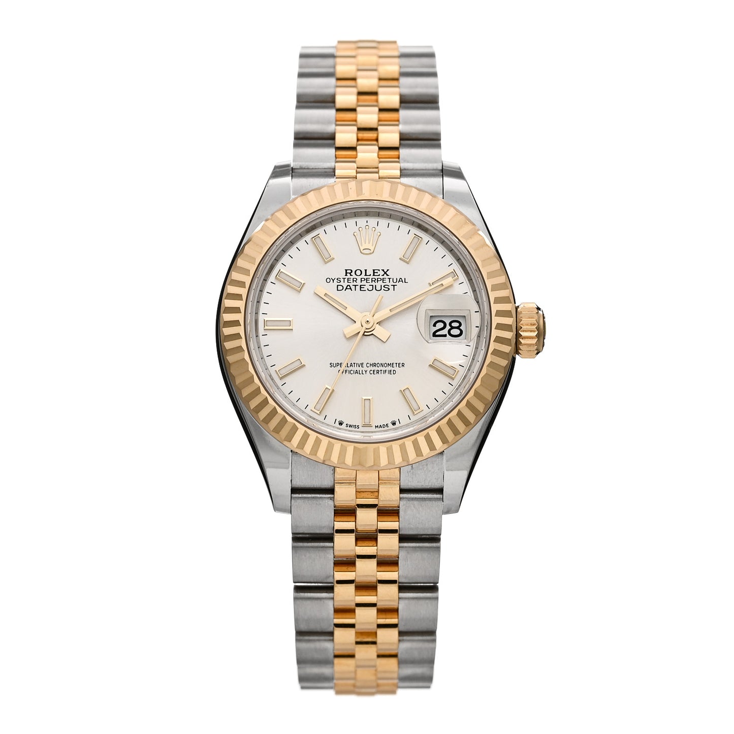 Stainless Steel 18K Yellow Gold 28mm Oyster Perpetual Datejust Watch Silver 279173