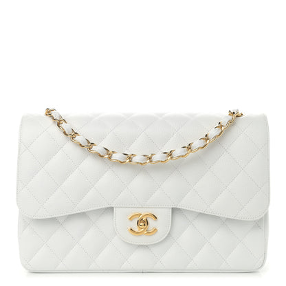 Chanel Caviar Quilted Jumbo Double Flap White 1 of 13