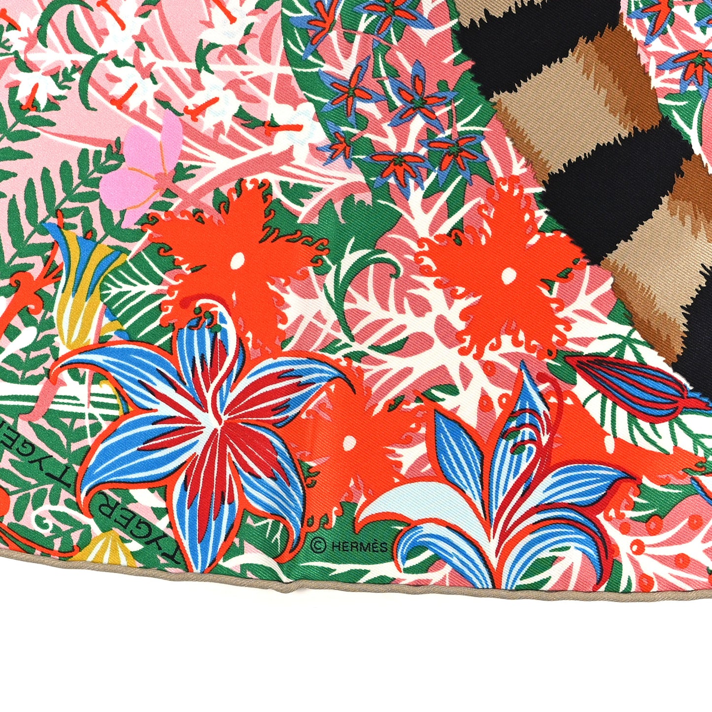 Silk Tyger Tyger Scarf 70 Rose Beige Dore Multicolor