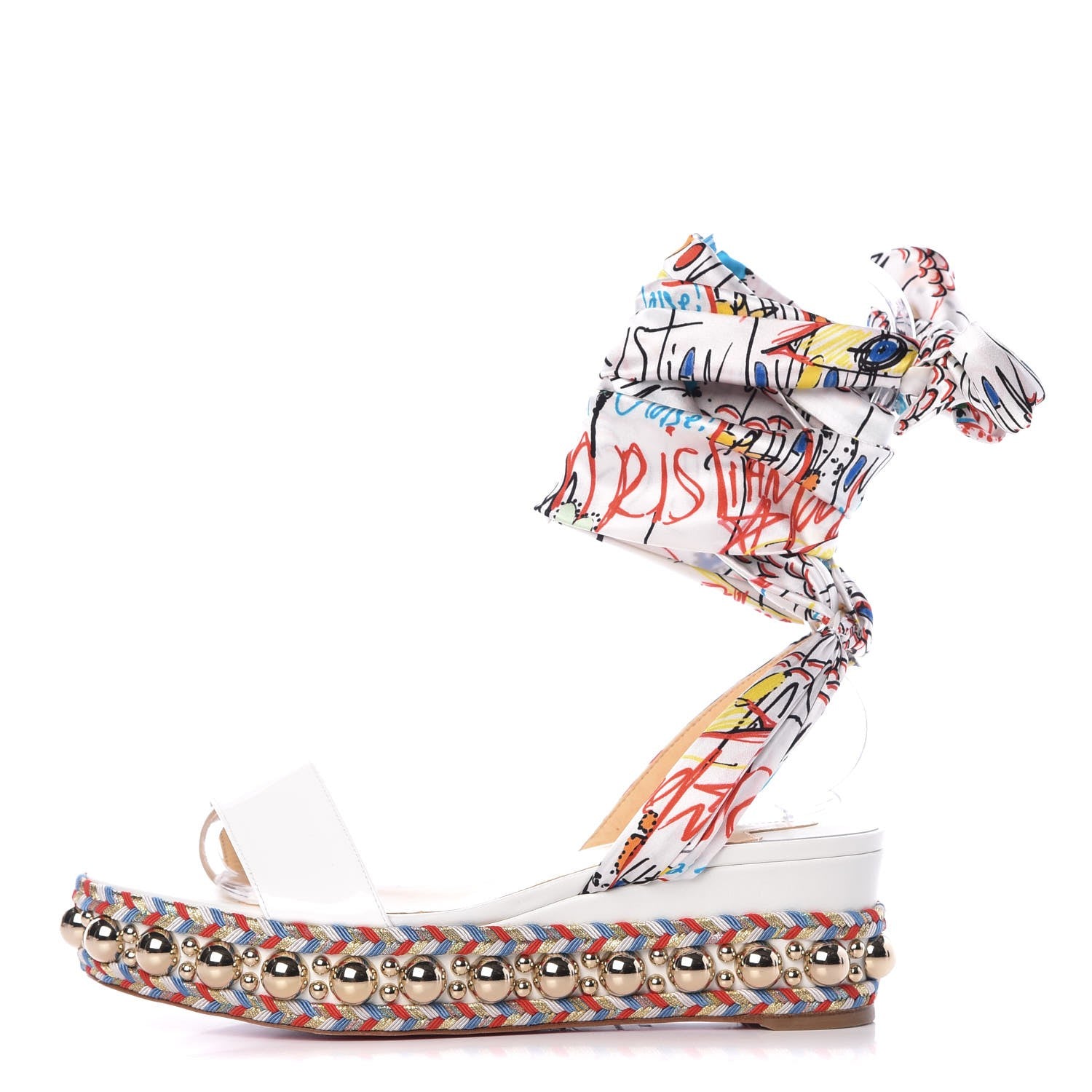Christian Louboutin Patent Crepe Satin Levantinana 60 Platform Sandals 38 Version White 1 of 9