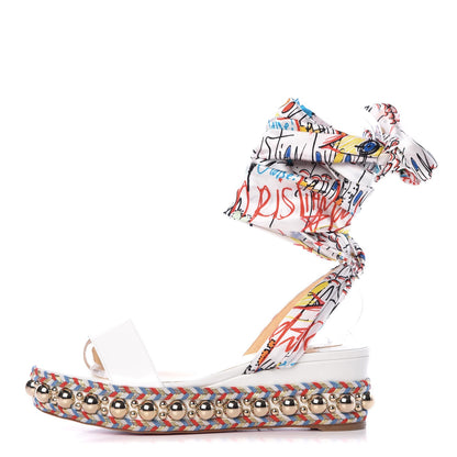 Christian Louboutin Patent Crepe Satin Levantinana 60 Platform Sandals 38 Version White 1 of 9
