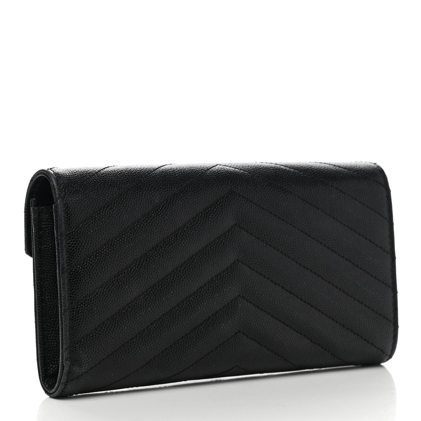 Grain De Poudre Matelasse Chevron Monogram Flap Wallet Black