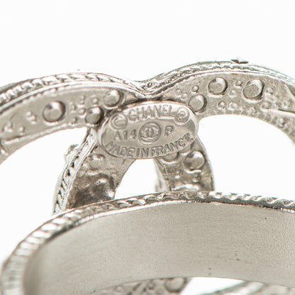 Chanel Crystal CC Ring 52 6.5 Silver 4 of 4
