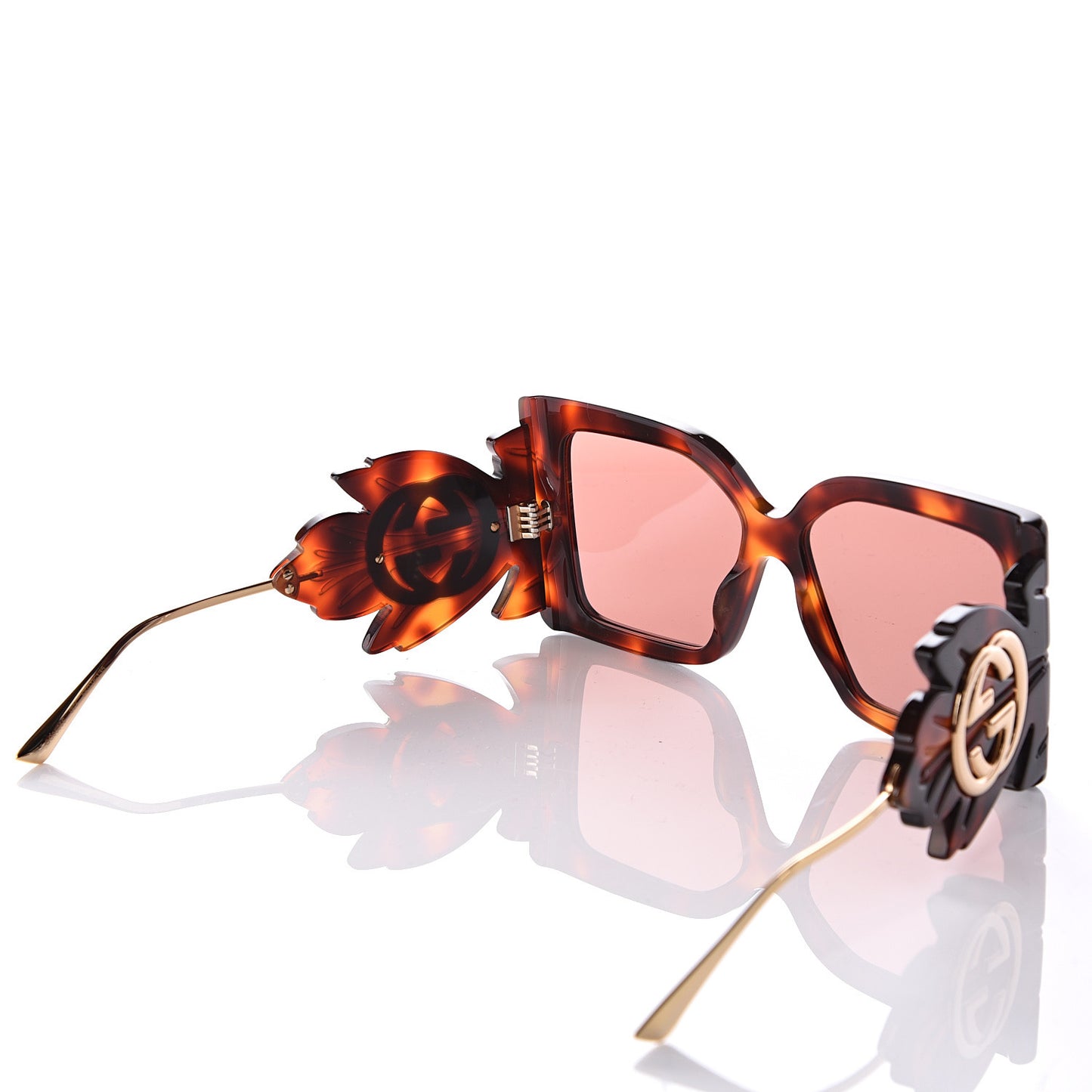 Acetate Square Frame Wing Sunglasses GG0535S Havana