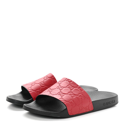 Gucci Guccissima Signature Womens Slide Sandals 36 Hibiscus Red 3 of 7