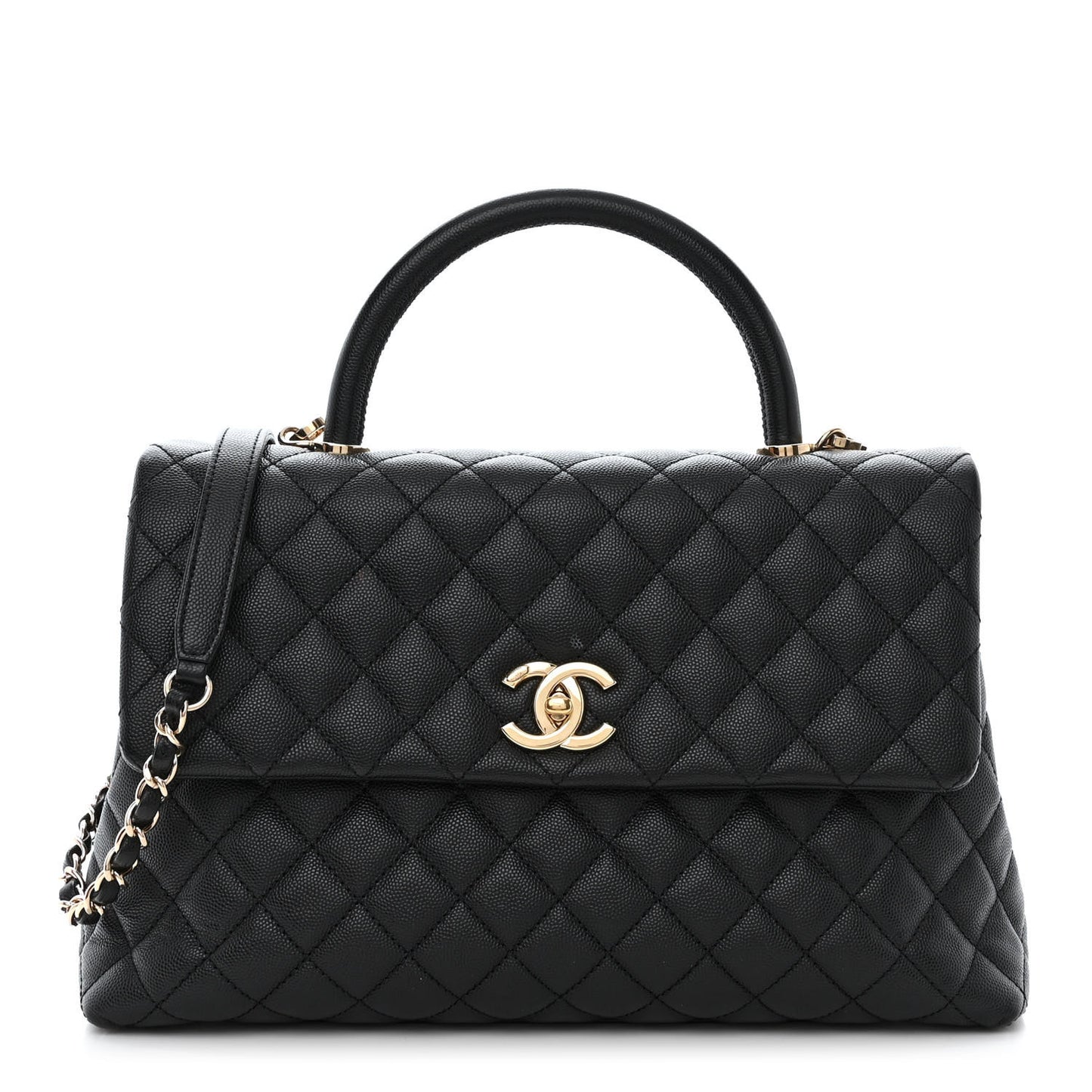 Caviar Quilted Medium Coco Handle Flap Black
