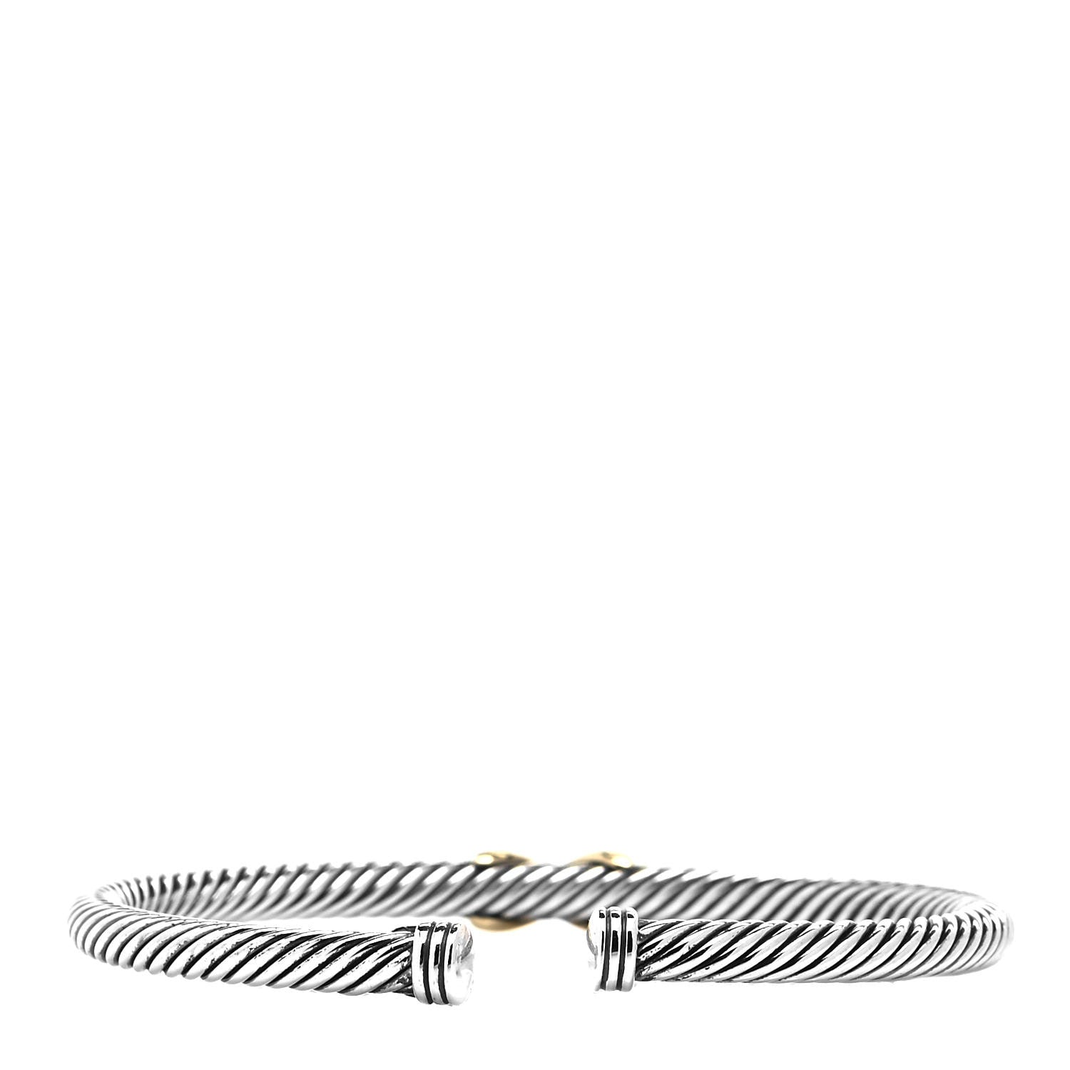 David Yurman Sterling Silver 18K Yellow Gold 4mm X Station Cable Bracelet 3 of 4