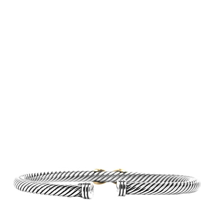 David Yurman Sterling Silver 18K Yellow Gold 4mm X Station Cable Bracelet 3 of 4