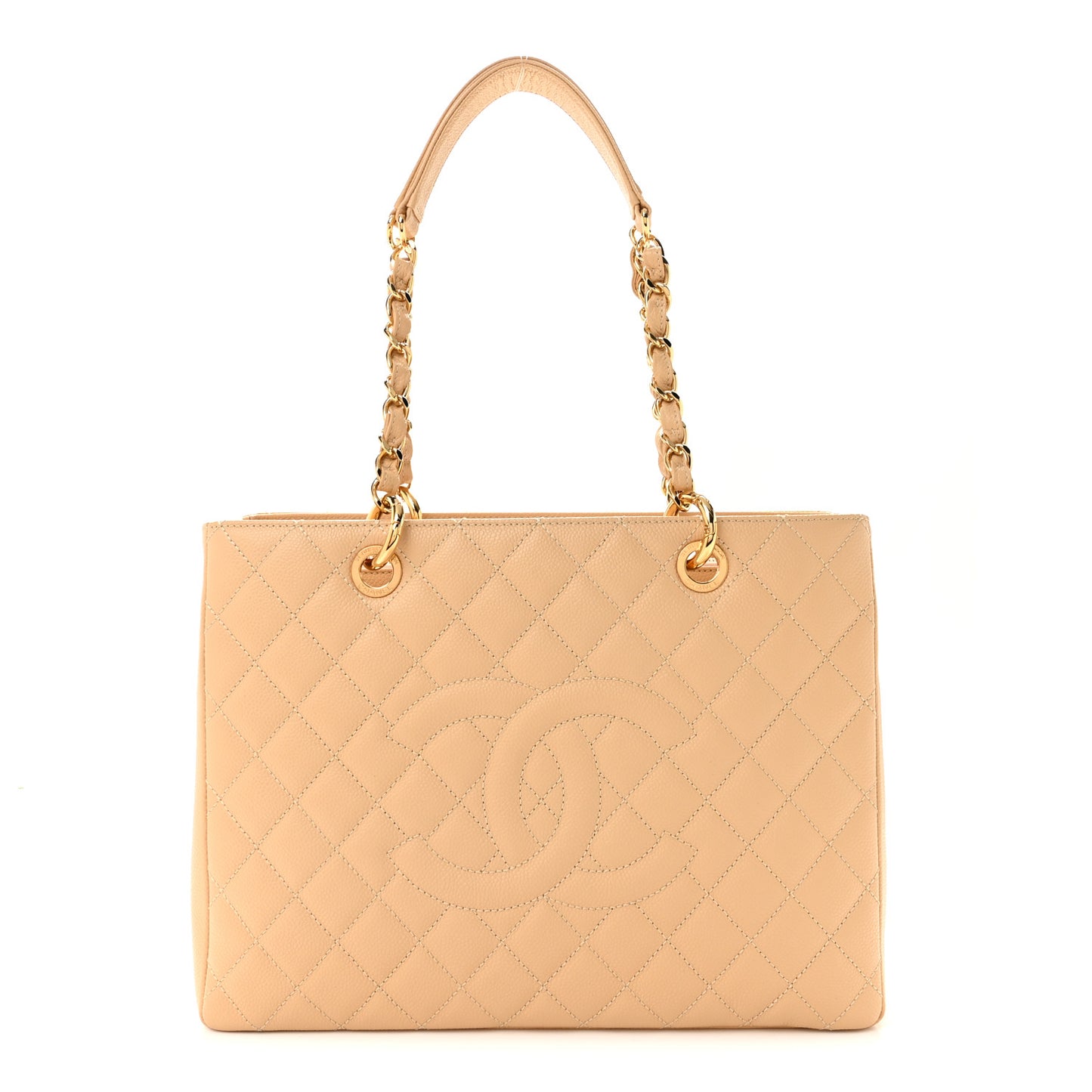 Caviar Quilted Grand Shopping Tote GST Beige Clair