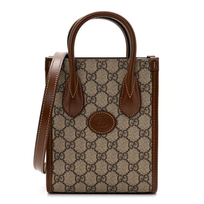 Gucci GG Supreme Monogram Azalea Calfskin Mini Retro Interlocking G Tote Bag Beige Ebony Brown Sugar 1 of 11