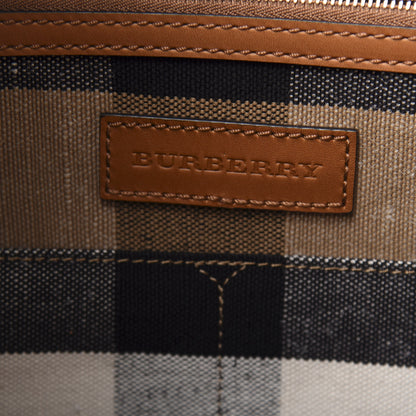 Burberry Grainy Calfskin Canvas Mega Check Medium Ashby Tassel Hobo Saddle Brown 6 of 9