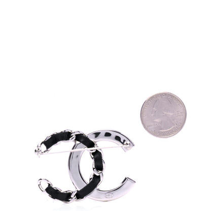 Chanel Lambskin Baguette Crystal CC Brooch Black Silver 2 of 4