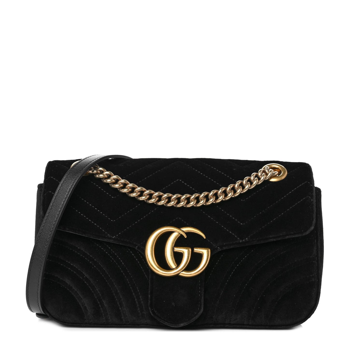 Velvet Matelasse Small GG Marmont Shoulder Bag Black