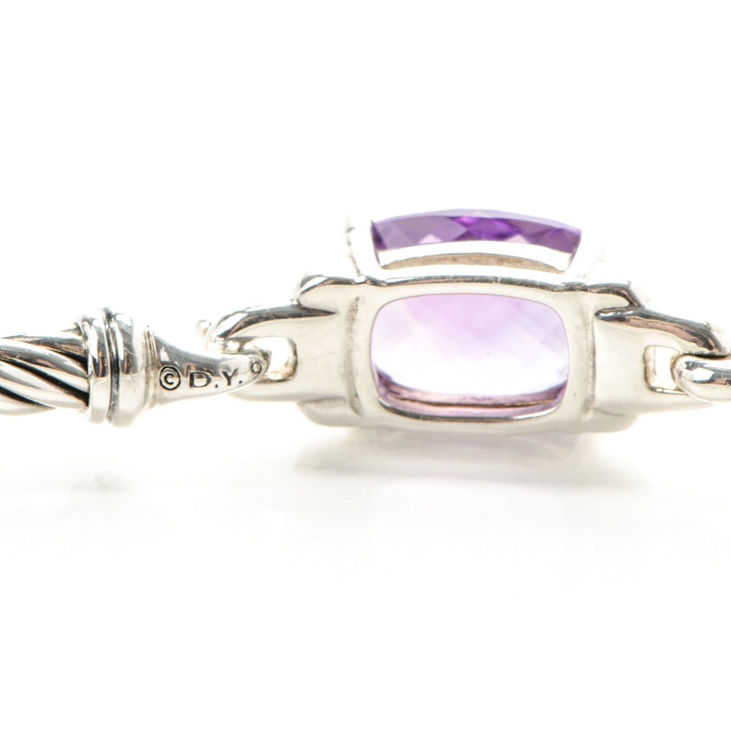 Sterling Silver Diamond Amethyst 3mm Petite Wheaton Bracelet