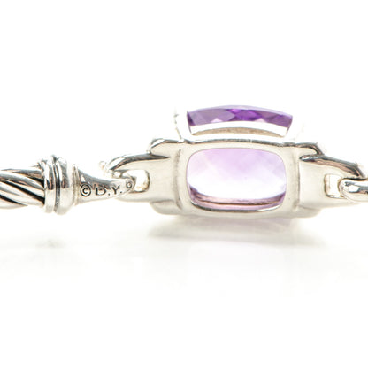 David Yurman Sterling Silver Diamond Amethyst 3mm Petite Wheaton Bracelet 4 of 5