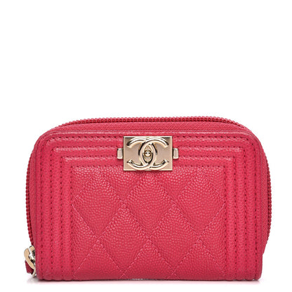 Chanel Caviar Quilted Boy Zip Around Coin Purse Wallet Fuchsia 1 of 10