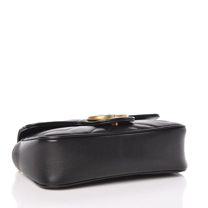 Gucci Calfskin Matelasse Super Mini GG Marmont Shoulder Bag Black 4 of 10