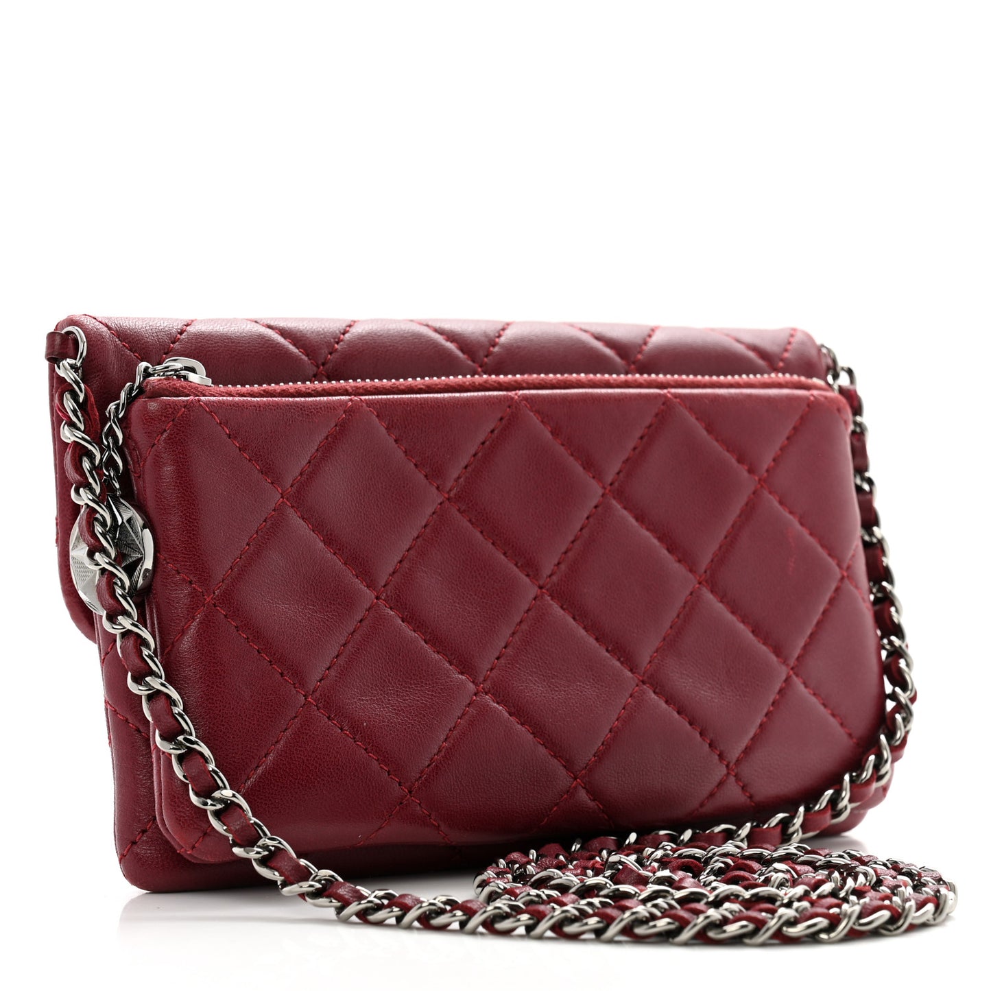 Lambskin Quilted Mini Mineral Nights Flap Crossbody Bag Dark Red