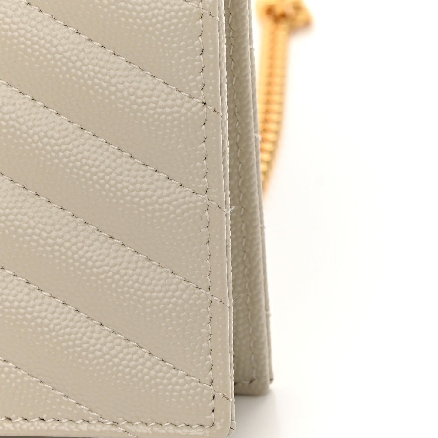 Grain De Poudre Matelasse Chevron Monogram Envelope Chain Wallet Blanc Vintage
