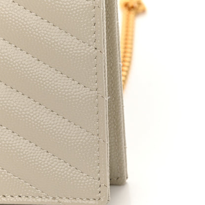 Saint Laurent Grain De Poudre Matelasse Chevron Monogram Envelope Chain Wallet Blanc Vintage 14 of 15