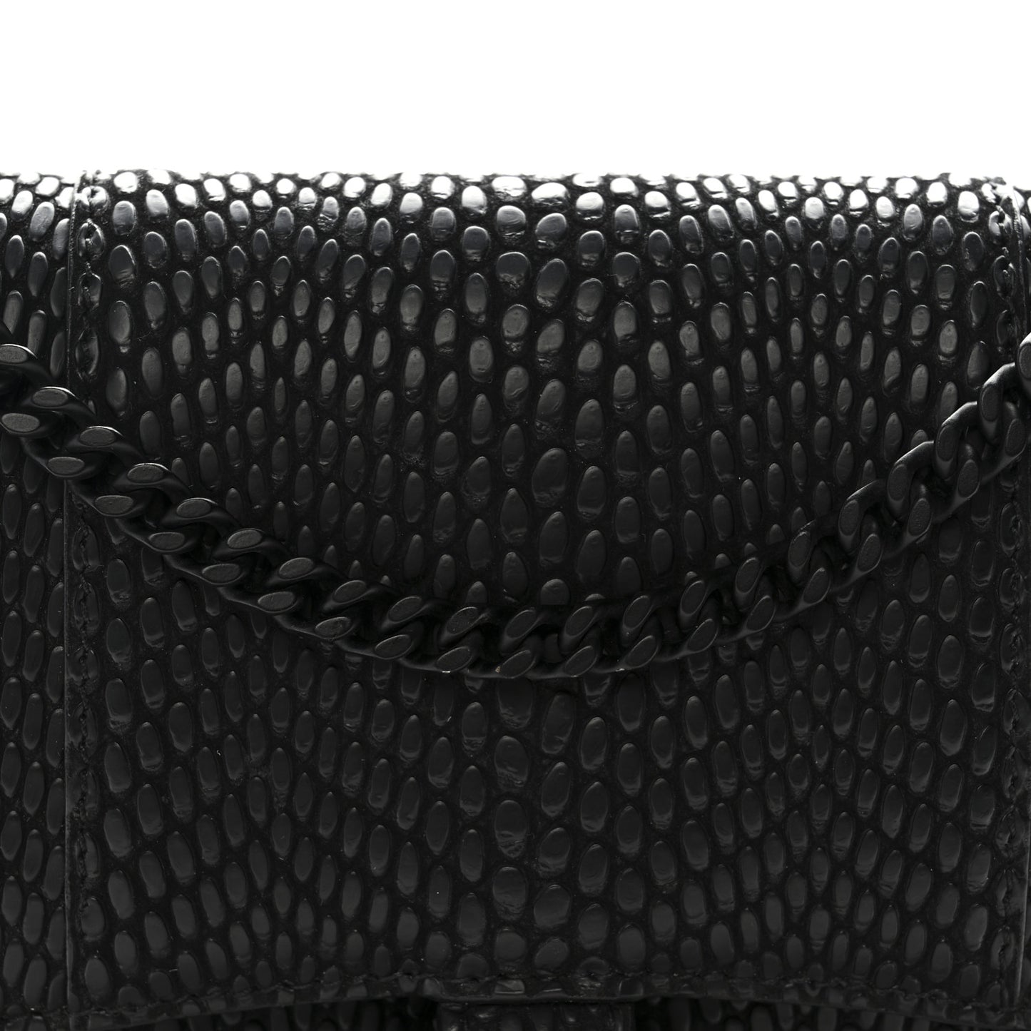 Cobra Embossed Monochrome Hourglass Chain Bag Black