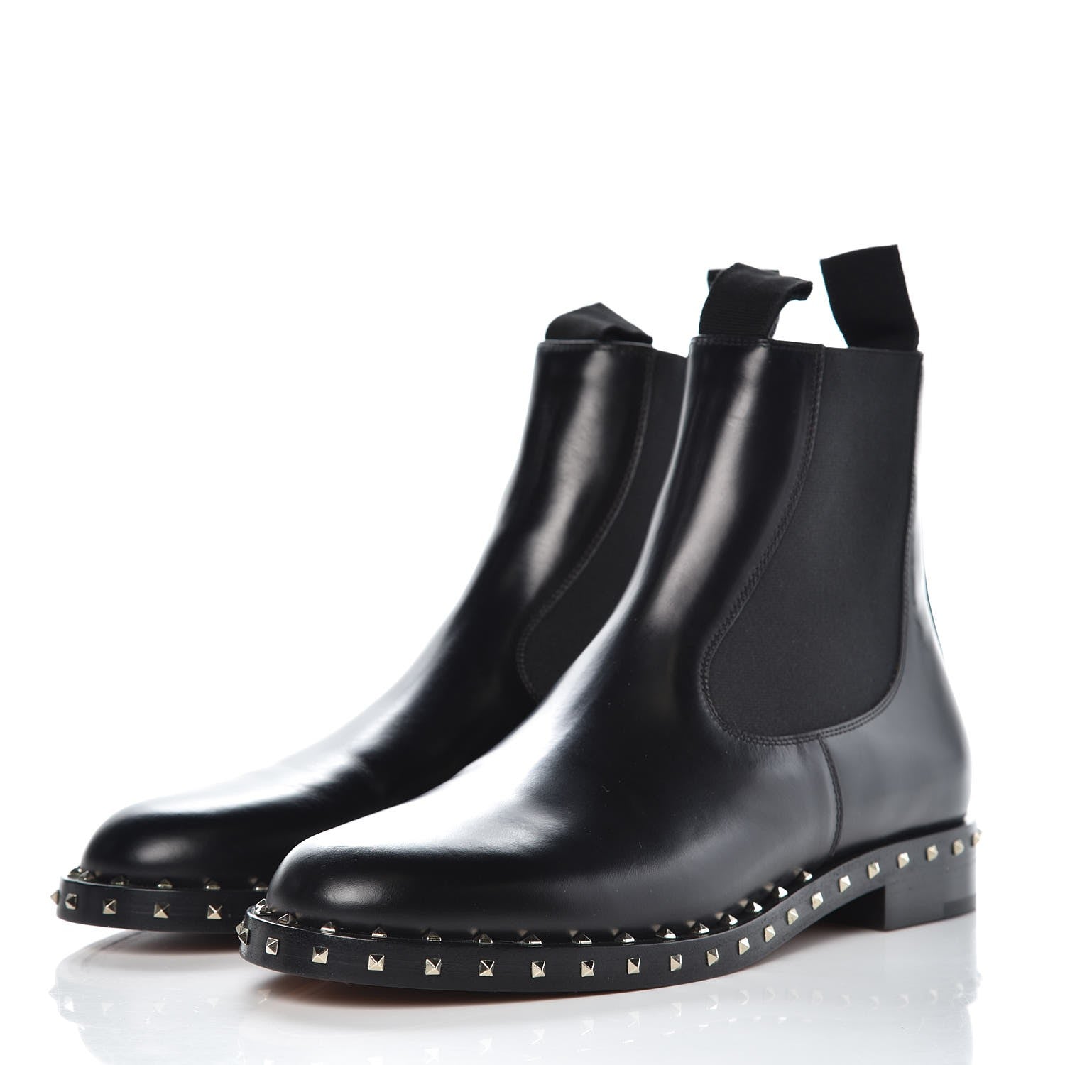 Valentino Garavani Calfskin Soul Rockstud Chelsea Ankle Boots 39.5 Black 3 of 9