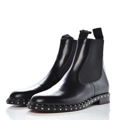 Valentino Garavani Calfskin Soul Rockstud Chelsea Ankle Boots 39.5 Black 3 of 9