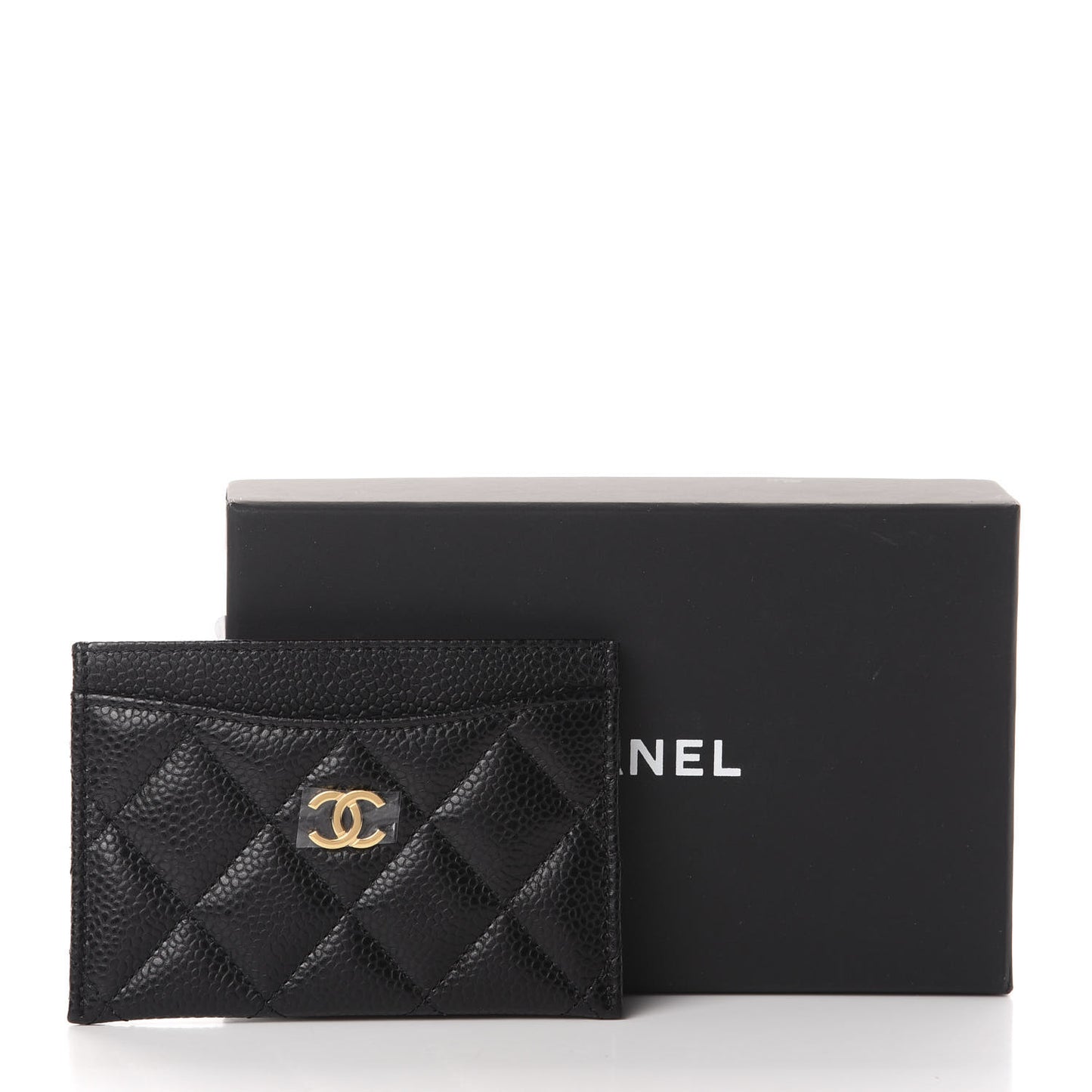 Caviar Quilted Flap Card Holder Black