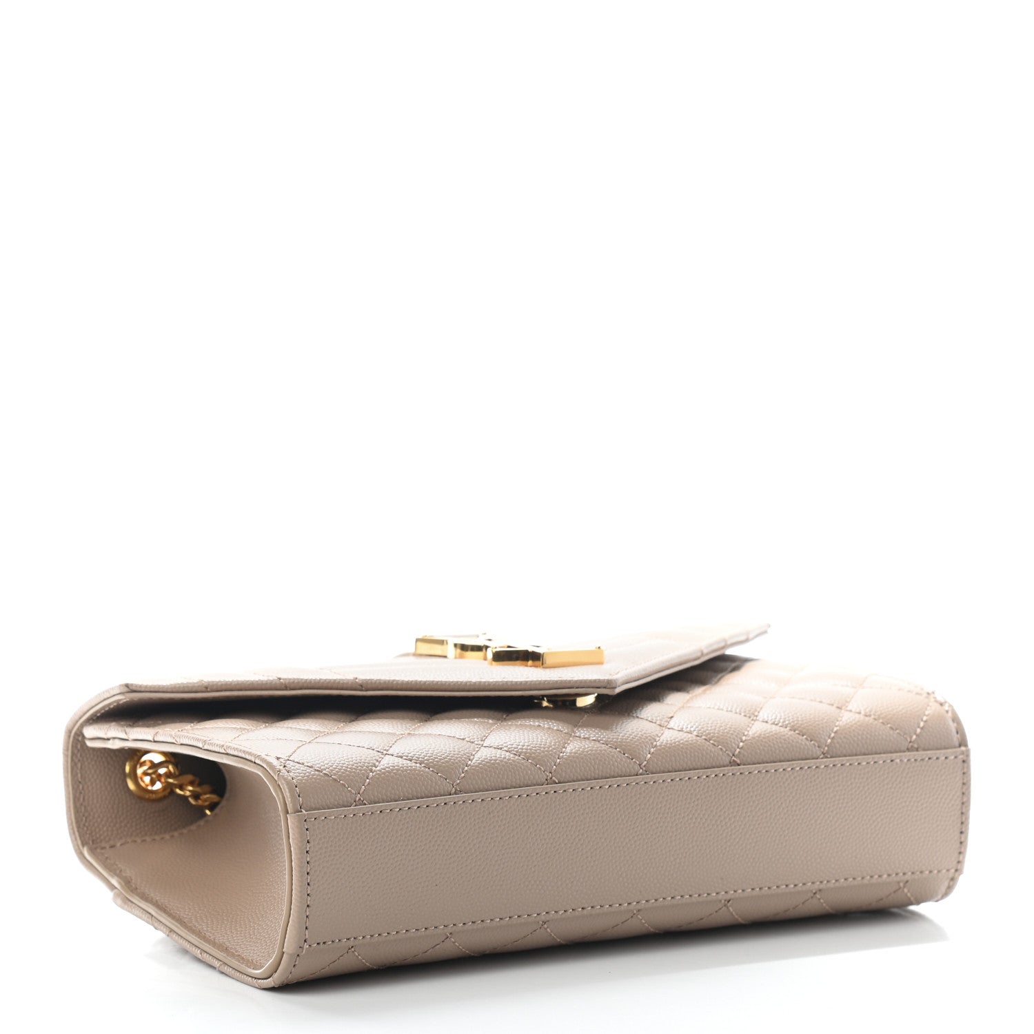 Saint Laurent Grain De Poudre Textured Mixed Matelasse Triquilt Small Monogram Satchel Dark Beige 4 of 8