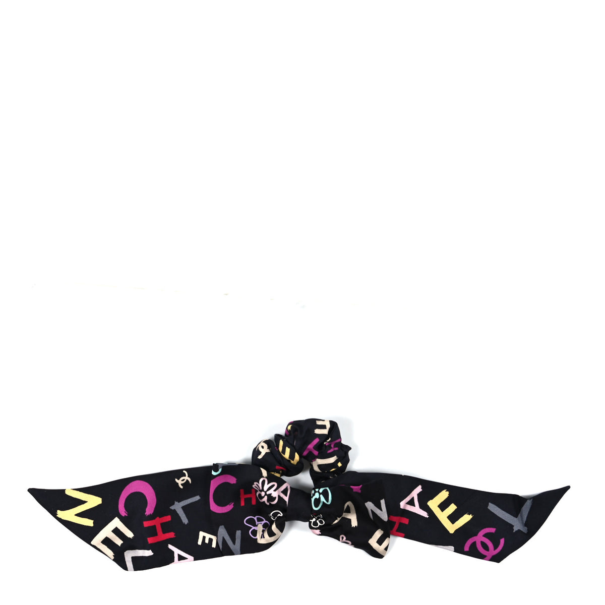 Silk Bow CC Scrunchie Black Multicolor Black