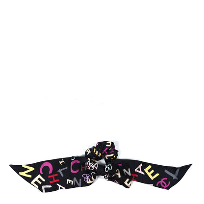 Chanel Silk Bow CC Scrunchie Black Multicolor Black 1 of 3