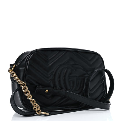 Gucci Calfskin Matelasse Small GG Marmont Chain Shoulder Bag Black 2 of 4