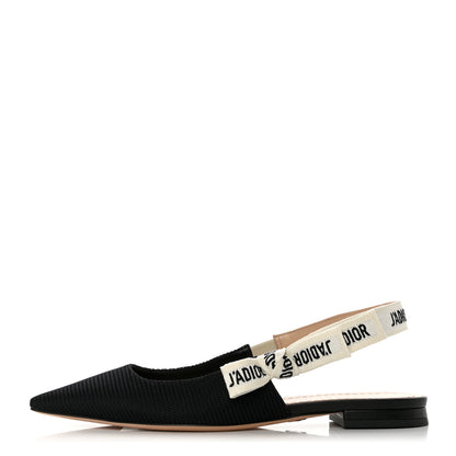 Christian Dior Technical Canvas Ribbon J'Adior Slingback Ballet Flats 36.5 Black 1 of 8
