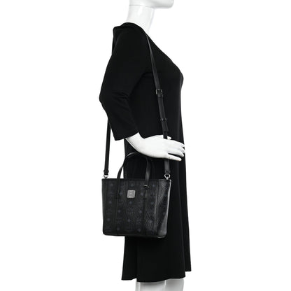 MCM Visetos Mini Aren Top Zip Shopper Tote Black 2 of 9