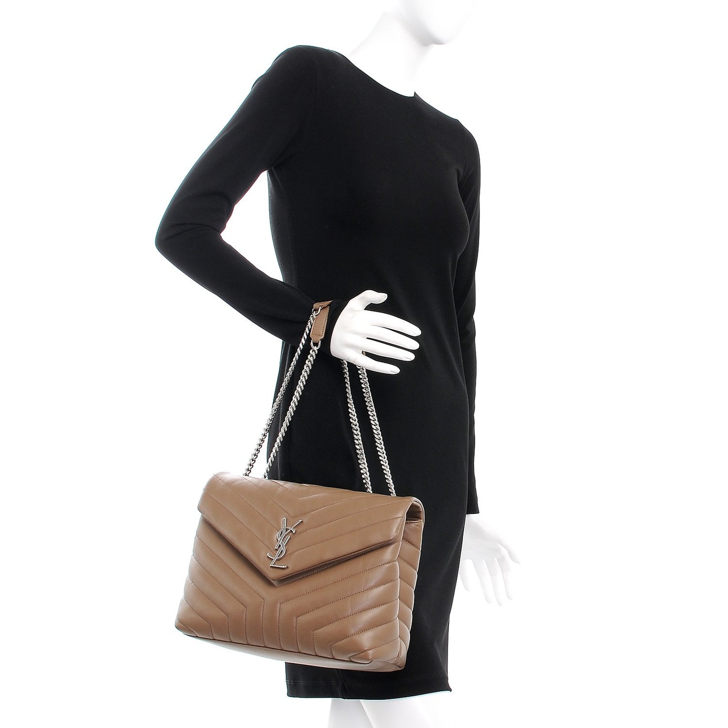 Calfskin Y Quilted Monogram Medium Loulou Chain Satchel Desert Storm