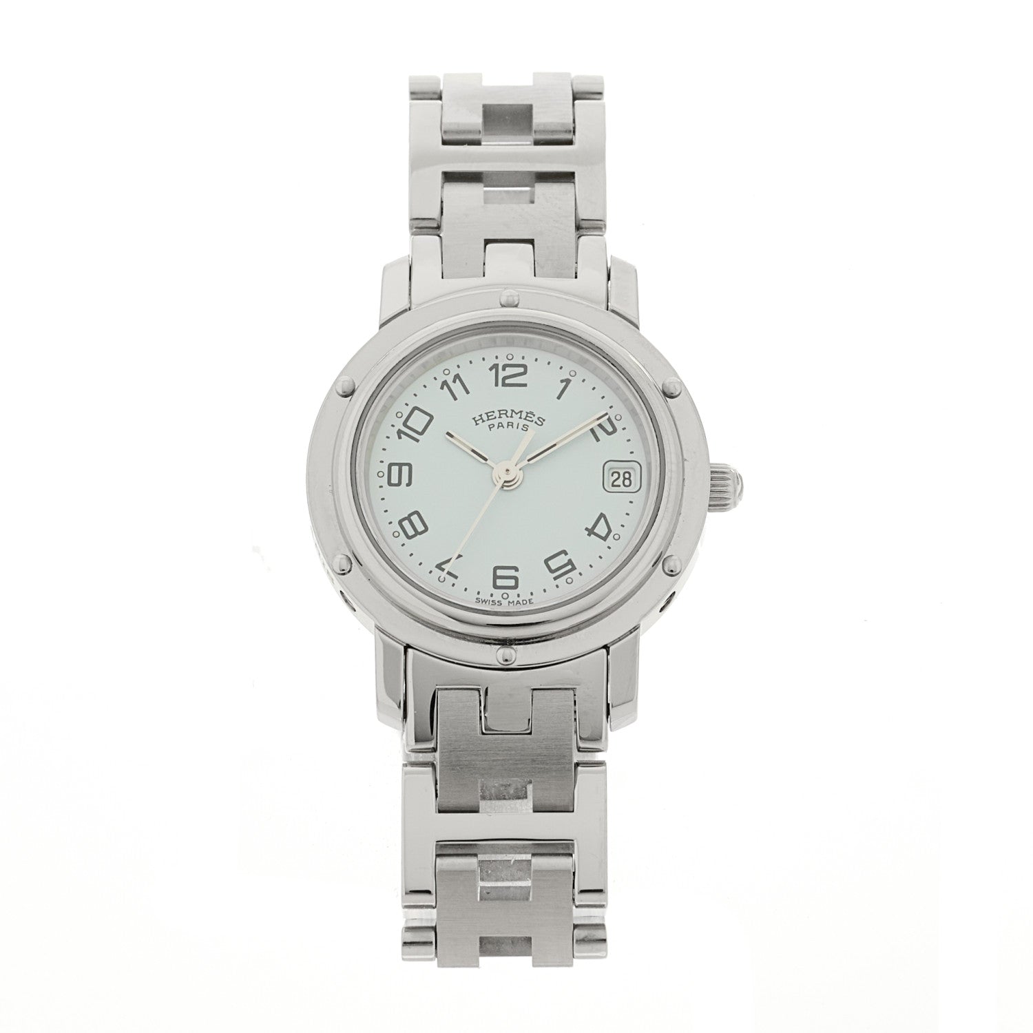 Hermes Stainless Steel 24mm Clipper Quartz Watch White 1 of 4