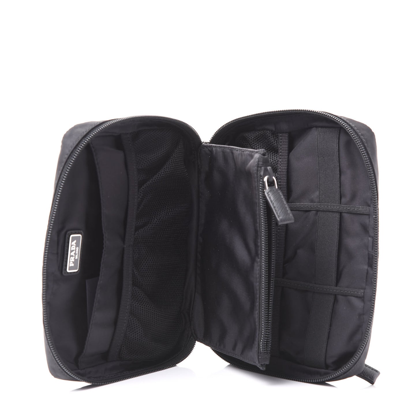Tessuto Nylon Saffiano Maniglia Pouch Black