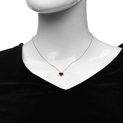 Van Cleef & Arpels 18K Rose Gold Carnelian Sweet Alhambra Heart Pendant Necklace 2 of 5