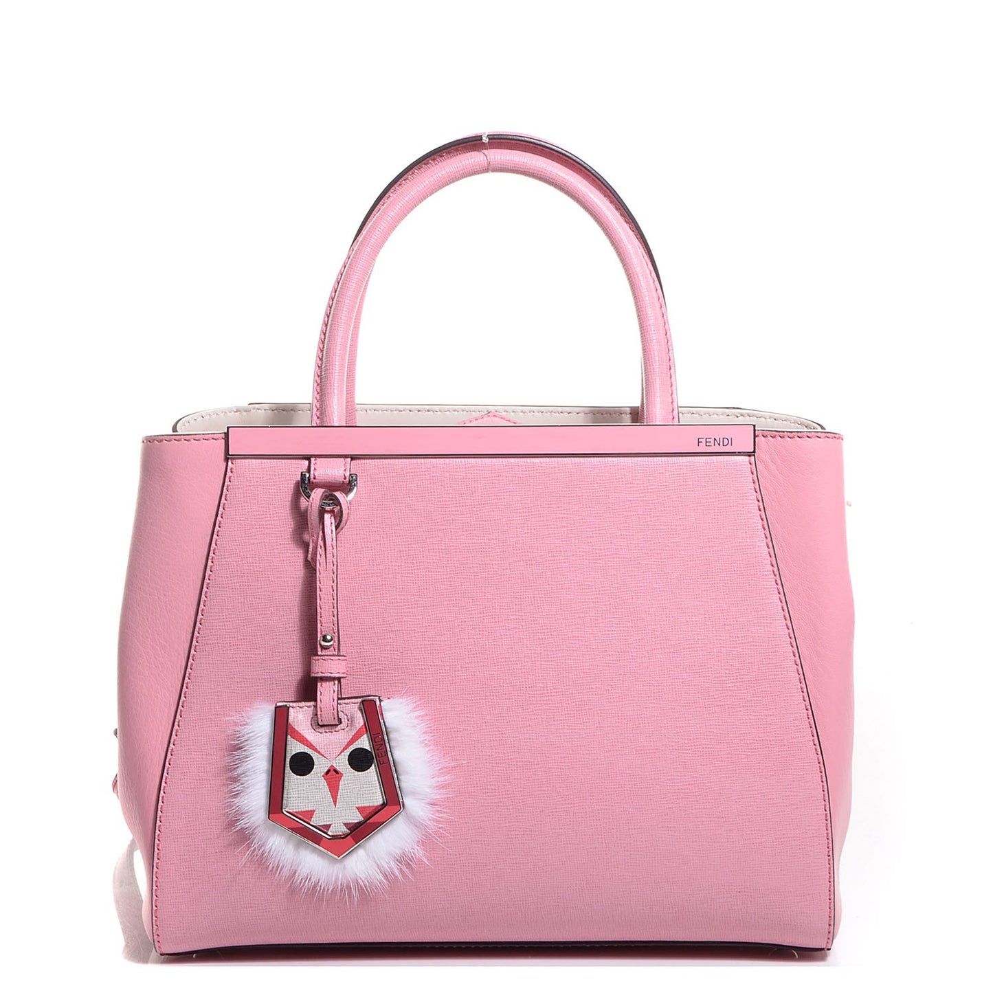 Vitello Elite Flamingo Mink Monster Charm Petite 2Jours Tote Pink Multicolor