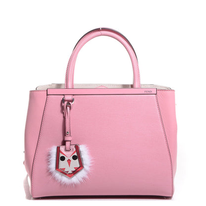 Fendi Vitello Elite Flamingo Mink Monster Charm Petite 2Jours Tote Pink Multicolor 1 of 9