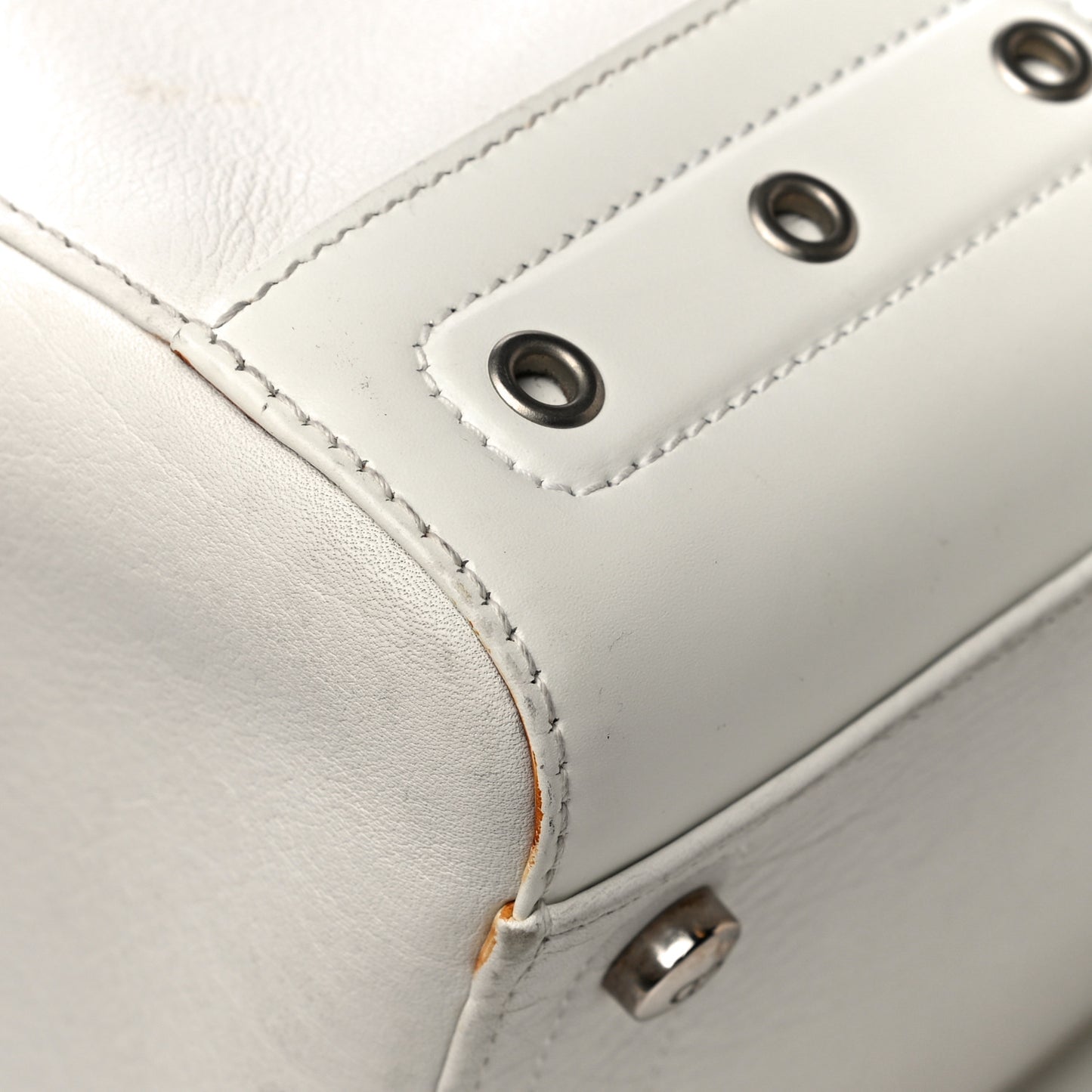 Grained Calfskin Street Chic Top Handle Bag White