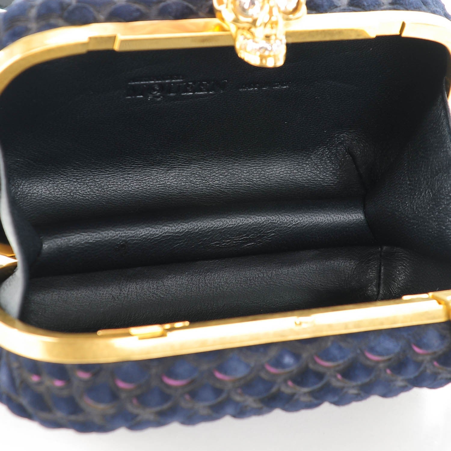 Alexander McQueen Suede Fish Scale Skull Box Clutch 8 of 9
