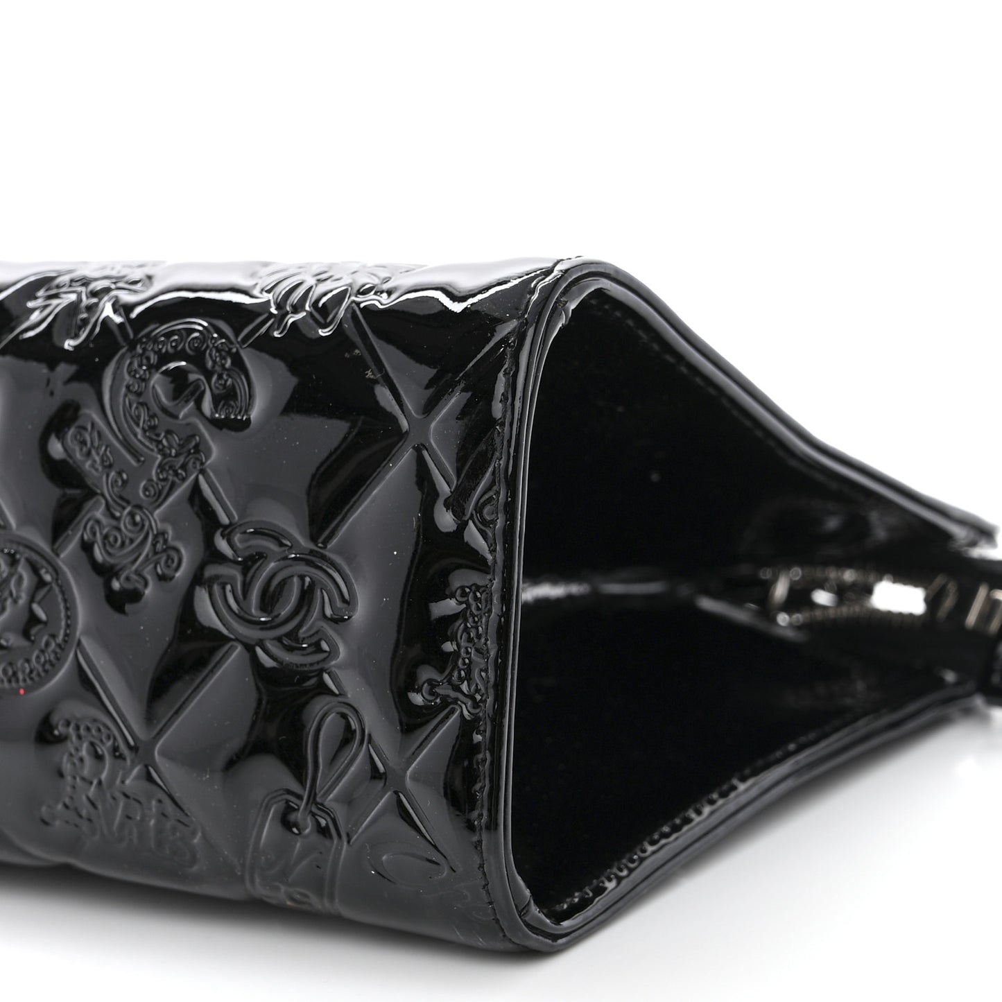 Patent Calfskin Lucky Symbols Pochette Black