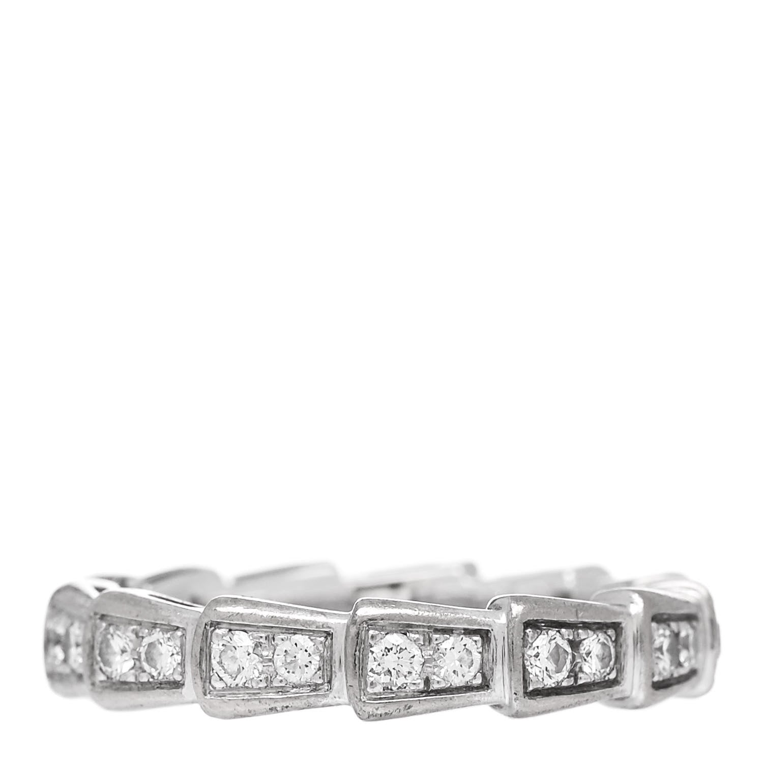 Bulgari 18K White Gold Diamond Serpenti Viper Band Ring 49 5 1 of 7