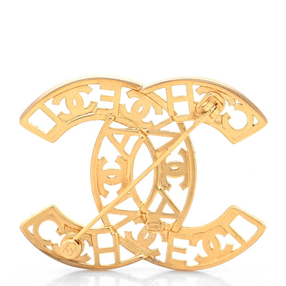 Chanel Crystal Coco CC Logo Brooch Gold 3 of 4